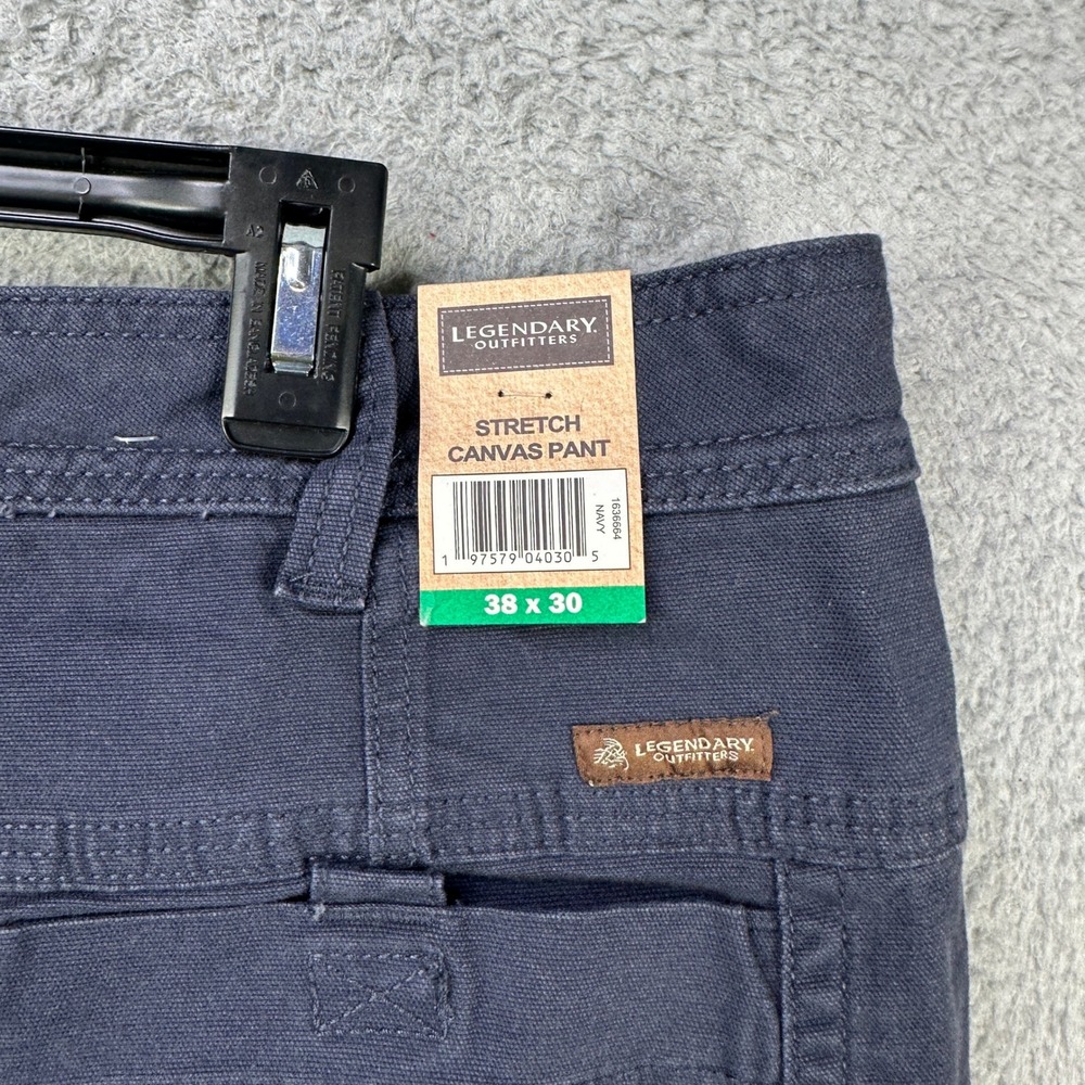 Legendary Outfitters Mens Stretch Canvas Pants‎ 38X30 Navy Blue Cargo Pocket NEW